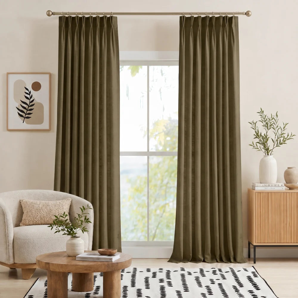 Rowan Luxury Custom Linen Pinch Pleat Curtains for Elegant Living Spaces