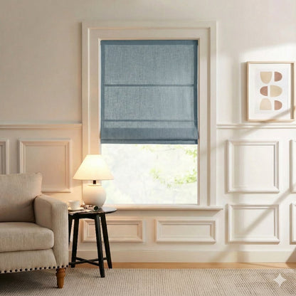 Harper Custom Linen Roman Shades, Motorized & Cordless Options