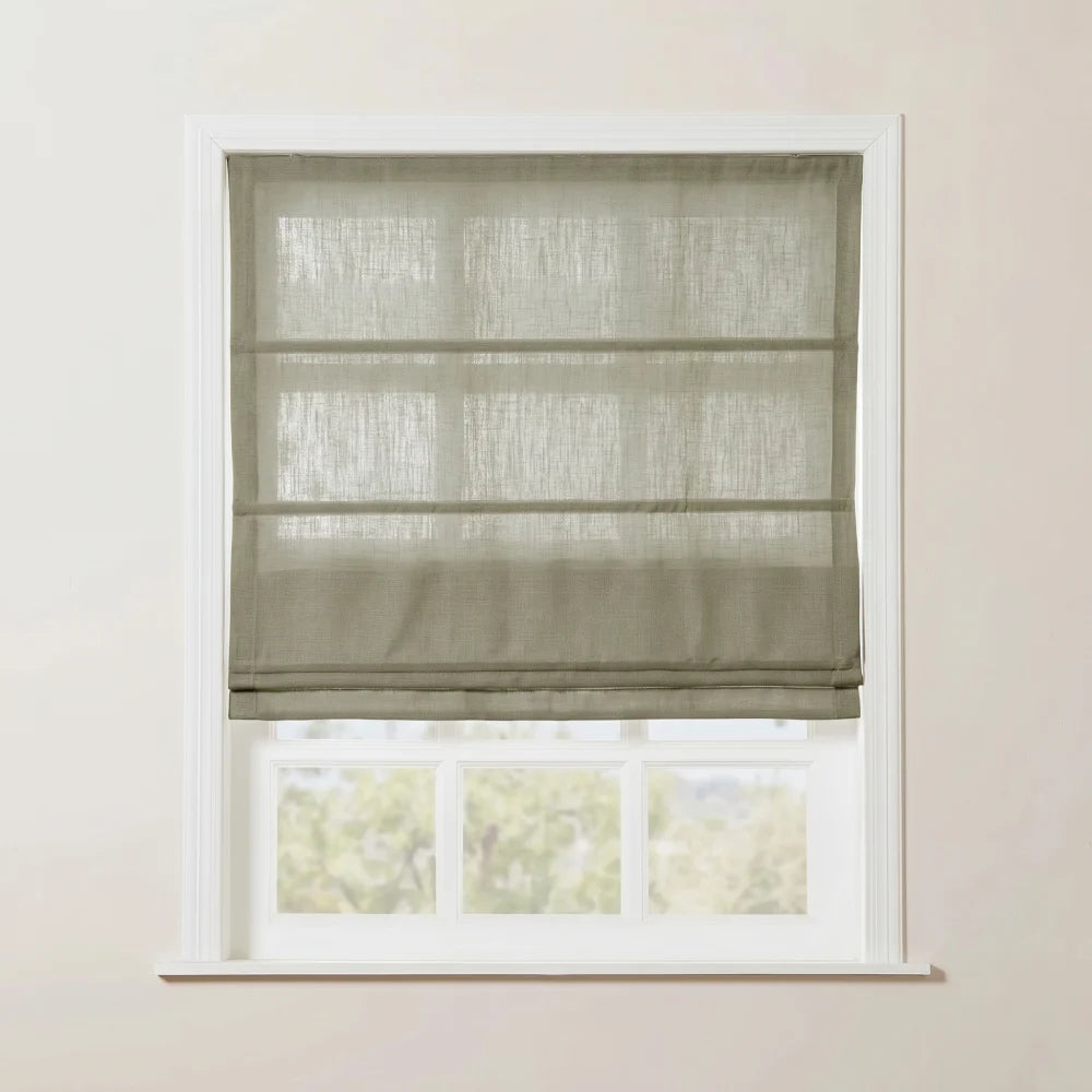 Rowan Tailored Flat Linen Roman Shades - Loop Cord Lift