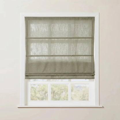 Rowan Tailored Flat Linen Roman Shades - Loop Cord Lift