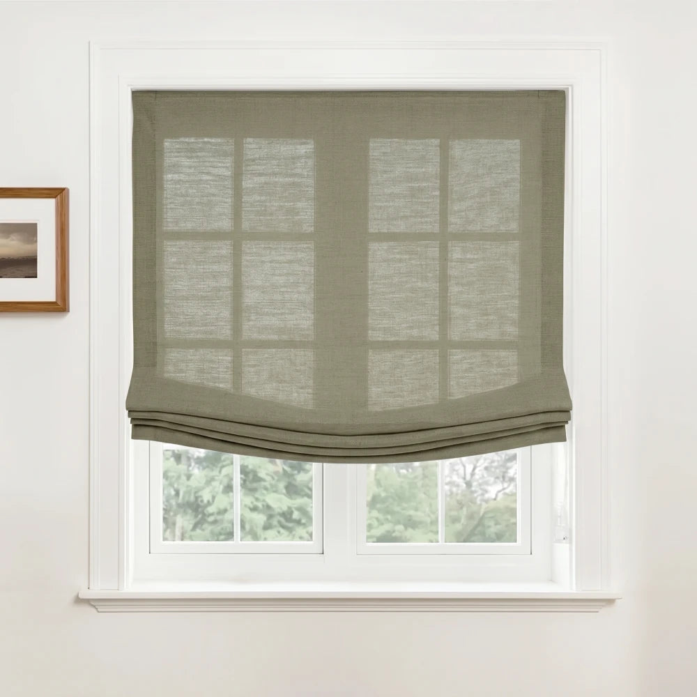 Rowan Custom Natural Linen Relaxed Roman Shades