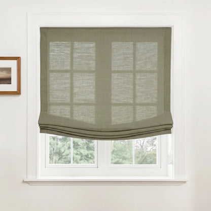 Rowan Custom Natural Linen Relaxed Roman Shades