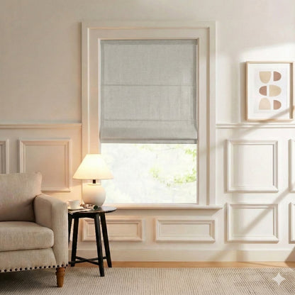 Harper Custom Linen Roman Shades - Smooth Loop Cord Lift