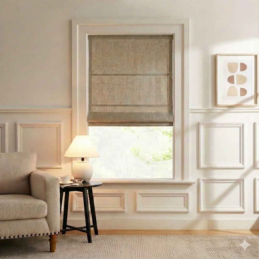 Harper Custom Linen Roman Shades, Motorized & Cordless Options