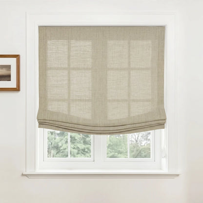 Rowan Custom Natural Linen Relaxed Roman Shades