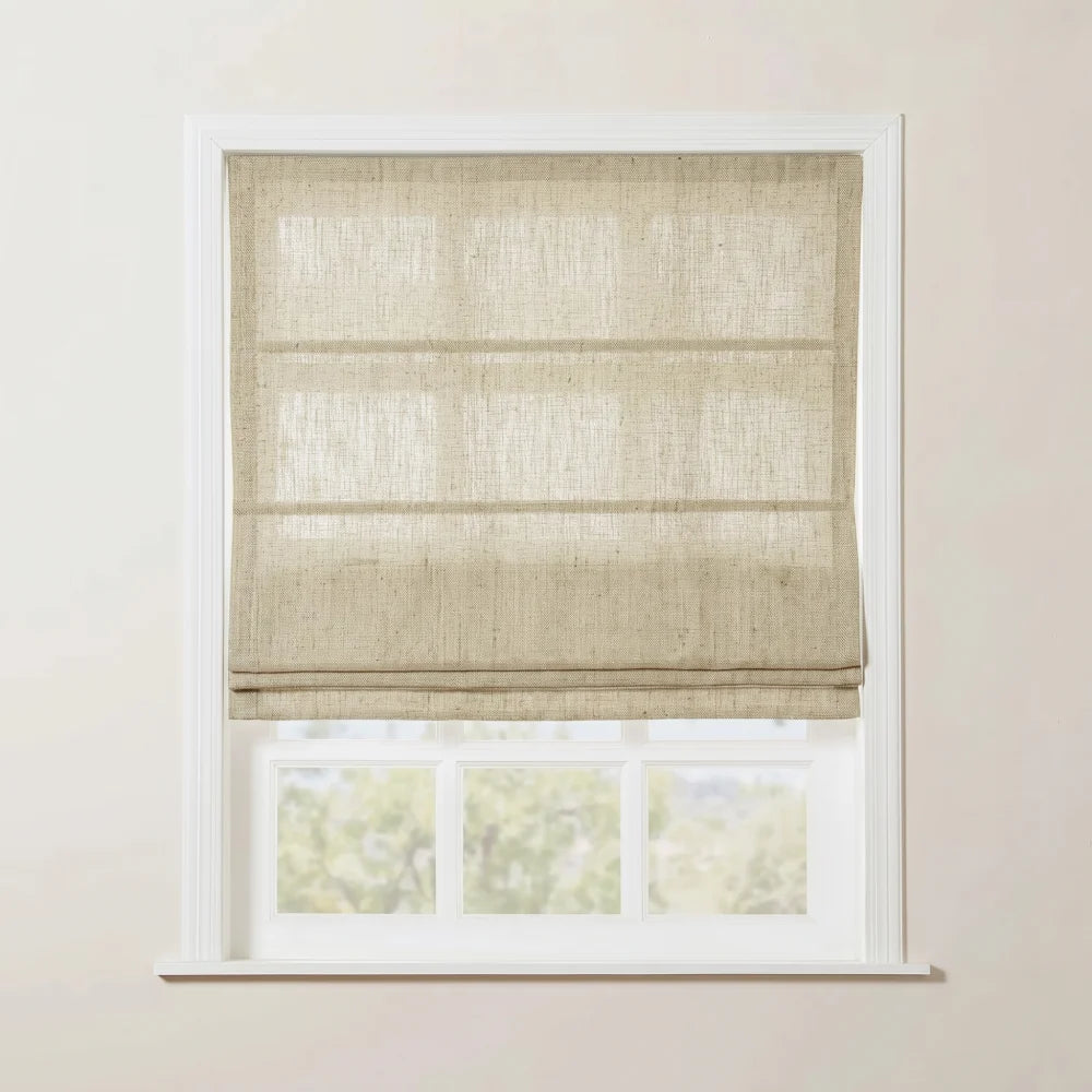 Rowan Tailored Flat Linen Roman Shades - Loop Cord Lift