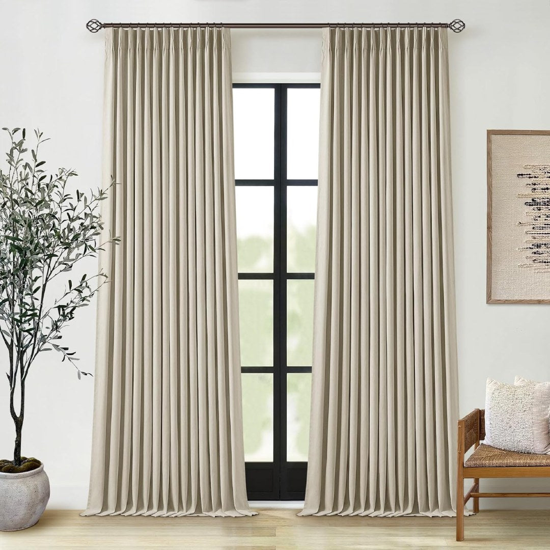 Custom Linen Blackout Curtains, Pinch Pleated Drapes