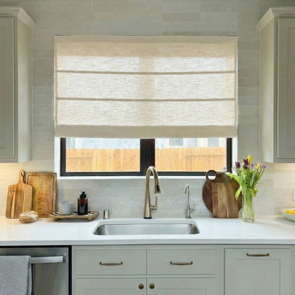 Harper Custom Linen Roman Shades - Smooth Loop Cord Lift