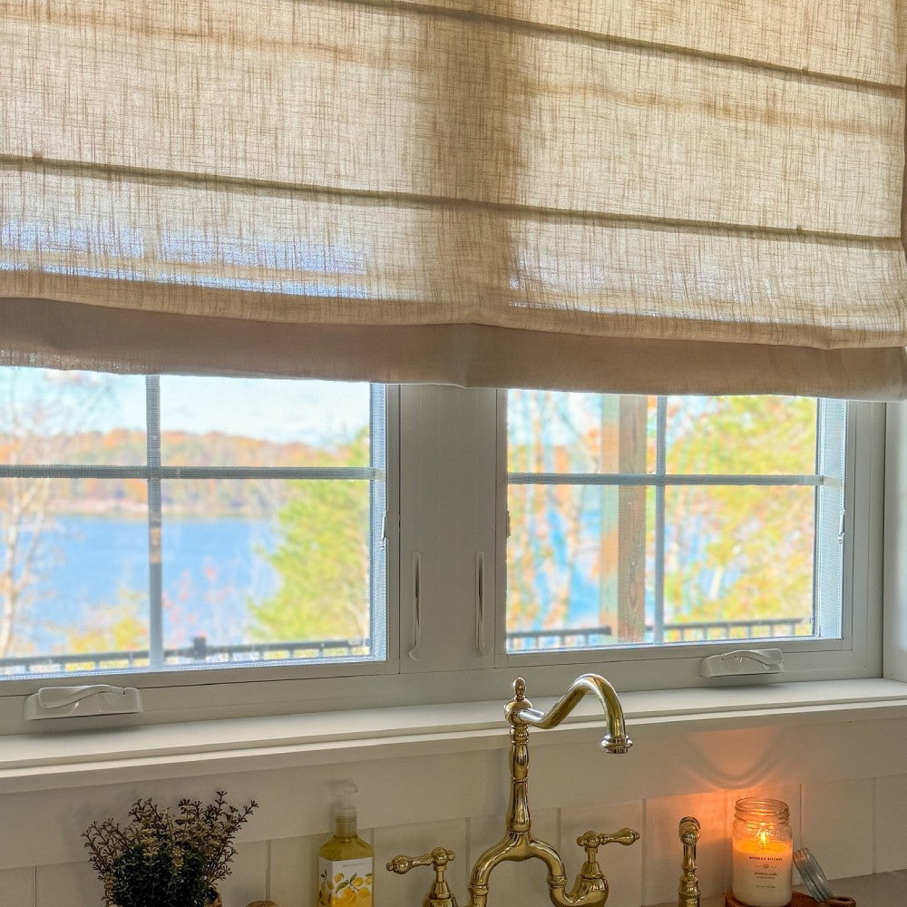 Harper Custom Linen Roman Shades - Smooth Loop Cord Lift