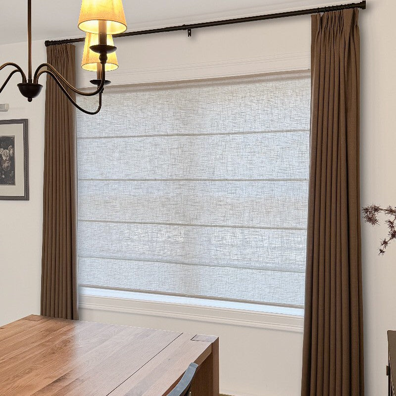 Harper Custom Linen Roman Shades - Smooth Loop Cord Lift