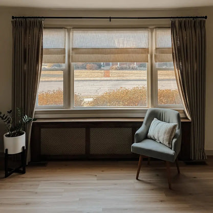 Harper Custom Linen Roman Shades, Motorized & Cordless Options