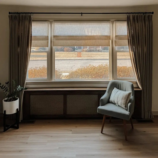 Harper Custom Linen Roman Shades, Motorized & Cordless Options