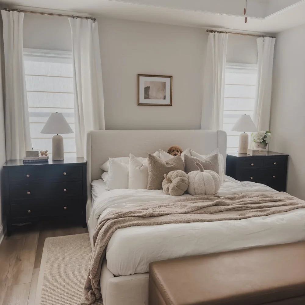 Harper Custom Linen Roman Shades, Motorized & Cordless Options