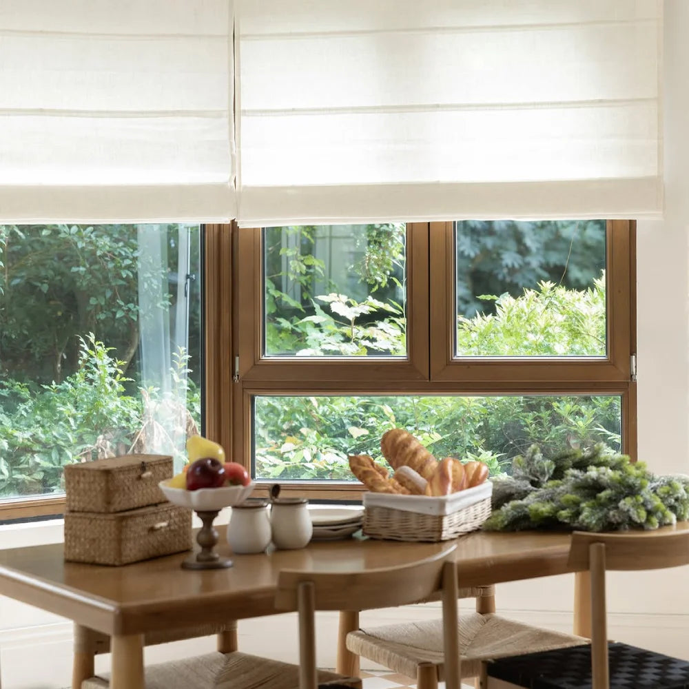 Harper Custom Linen Roman Shades, Motorized & Cordless Options