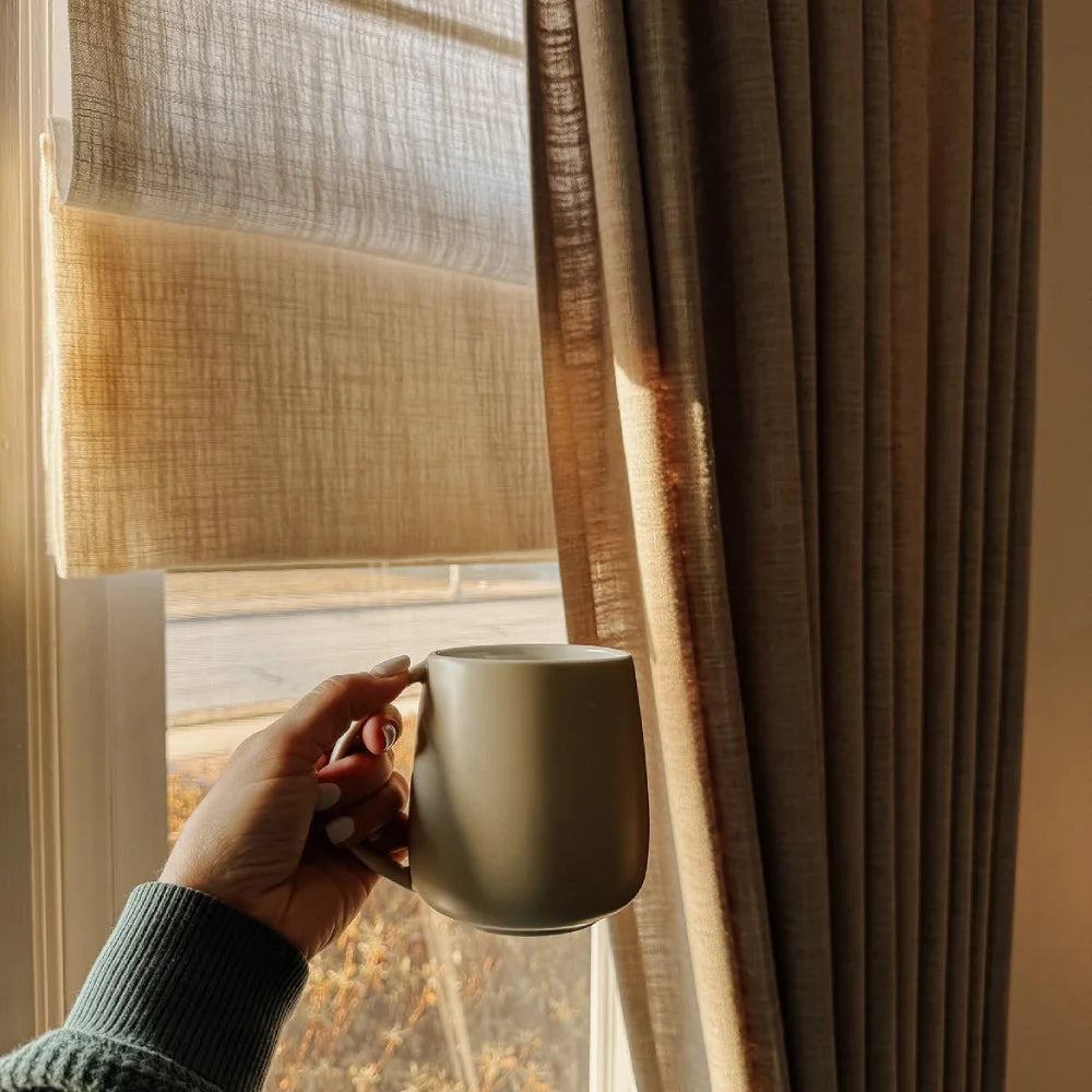 Harper Custom Linen Roman Shades, Motorized & Cordless Options