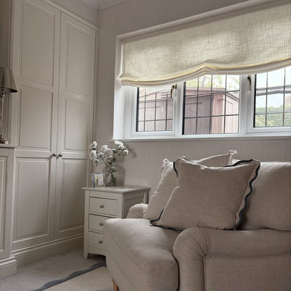 Harper Custom Relaxed Linen Roman Shades - Cordless & Loop Cord Lift