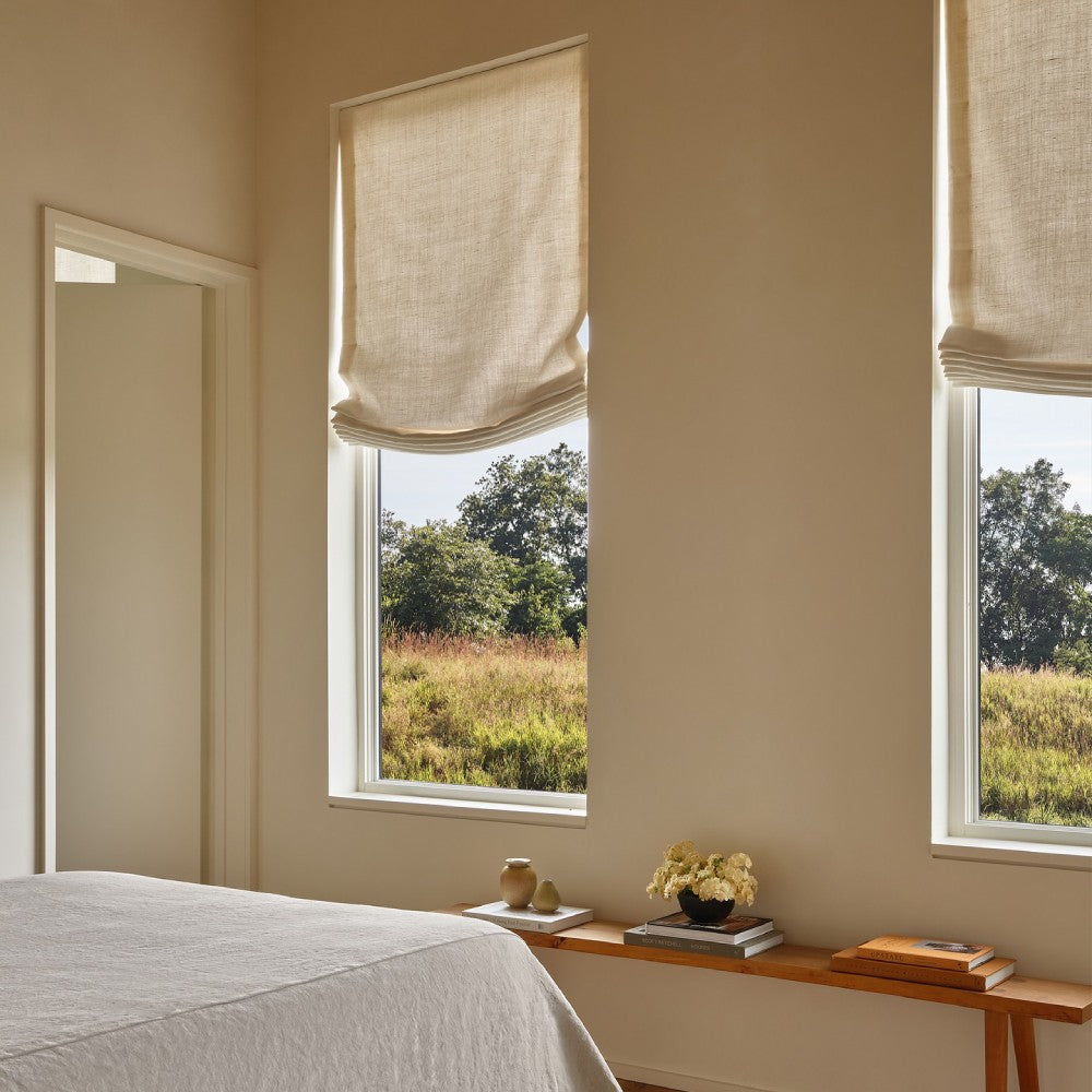 Harper Custom Relaxed Linen Roman Shades - Cordless & Loop Cord Lift