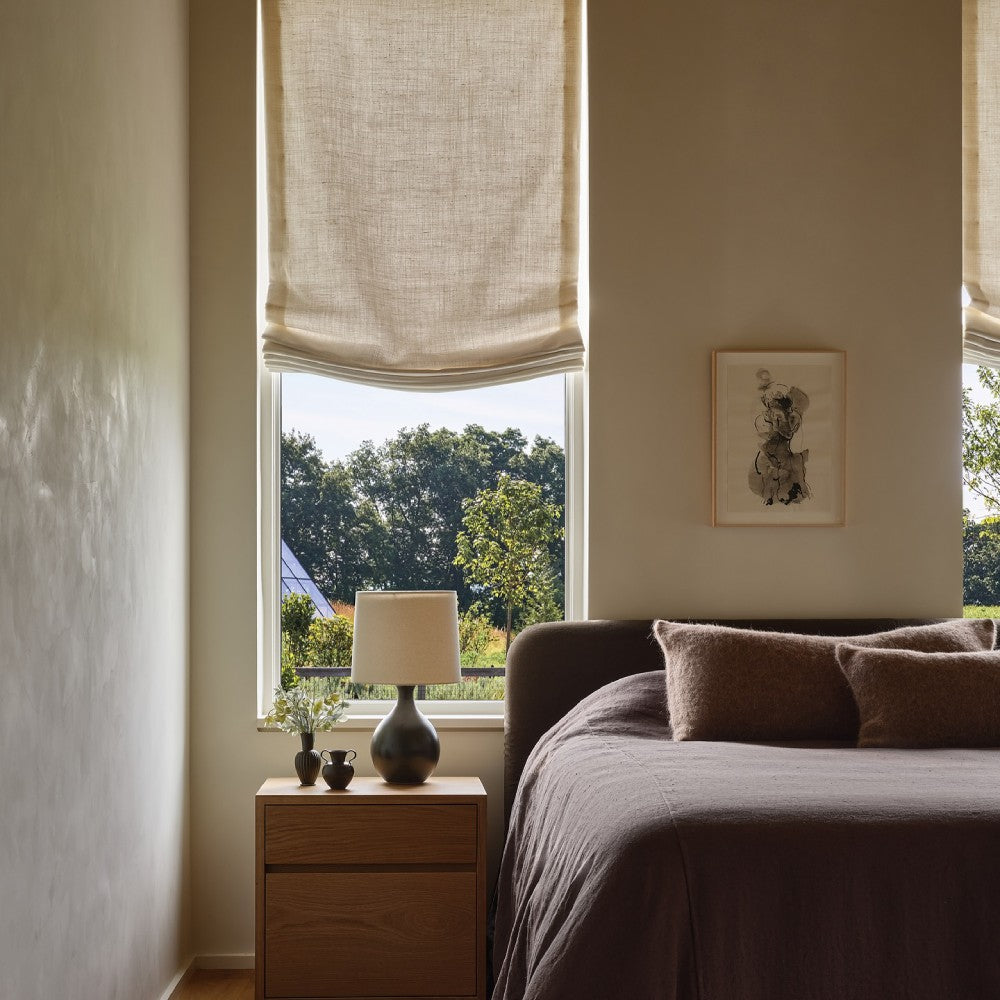 Harper Custom Relaxed Linen Roman Shades - Cordless & Loop Cord Lift