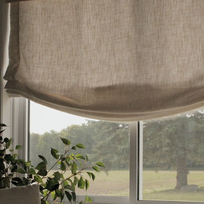 Harper Custom Relaxed Linen Roman Shades - Cordless & Loop Cord Lift