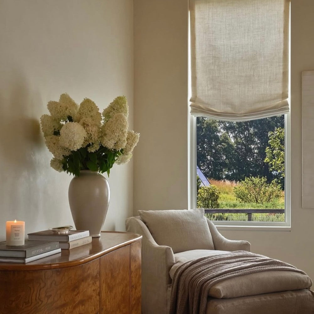 Harper Custom Relaxed Linen Roman Shades - Cordless & Loop Cord Lift