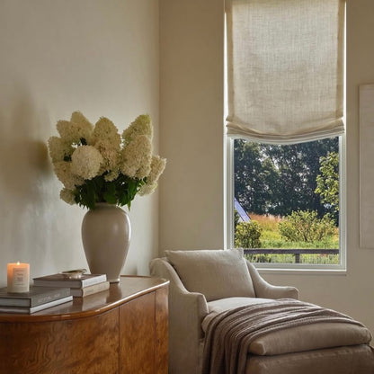 Harper Custom Relaxed Linen Roman Shades - Cordless & Loop Cord Lift