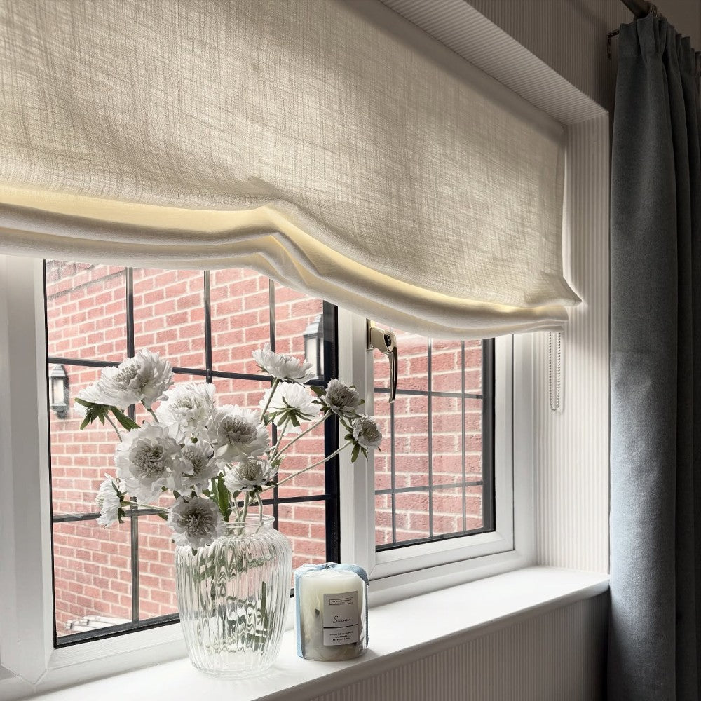 Harper Custom Relaxed Linen Roman Shades - Cordless & Loop Cord Lift