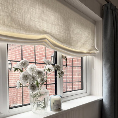 Harper Custom Relaxed Linen Roman Shades - Cordless & Loop Cord Lift