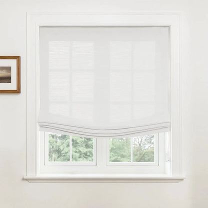 Rowan 30% Natural Linen Relaxed Roman Shade, Custom Cordless & Loop Cord Lift