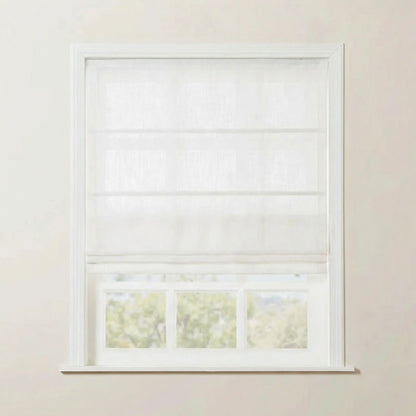 Rowan 30% Natural Linen Roman Shades | Motorized & Cordless Smart Lift