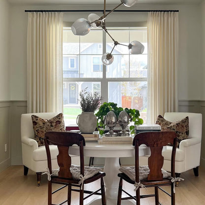 Ivory White Linen Curtains in living room