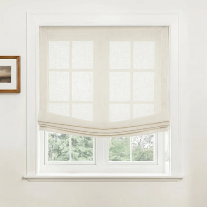 Rowan Custom Natural Linen Relaxed Roman Shades