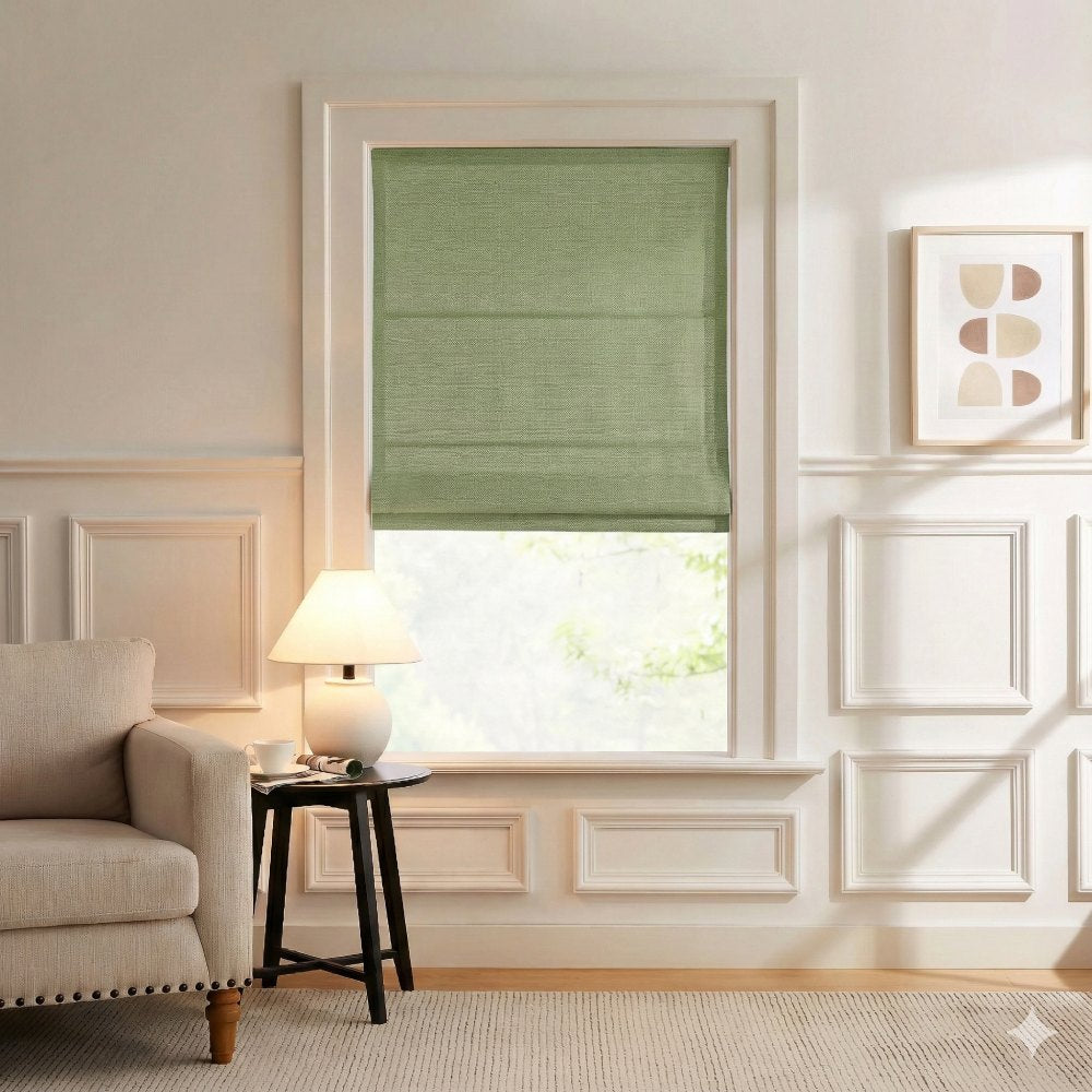 Harper Custom Linen Roman Shades, Motorized & Cordless Options