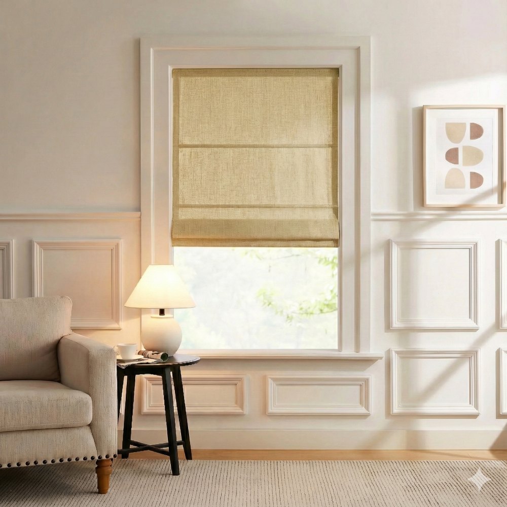 Harper Custom Linen Roman Shades, Motorized & Cordless Options
