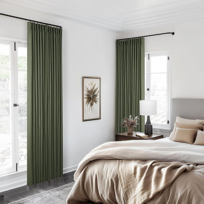 Custom Linen Blackout Curtains, Pinch Pleated Drapes