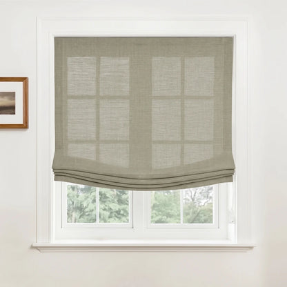 Rowan Custom Natural Linen Relaxed Roman Shades