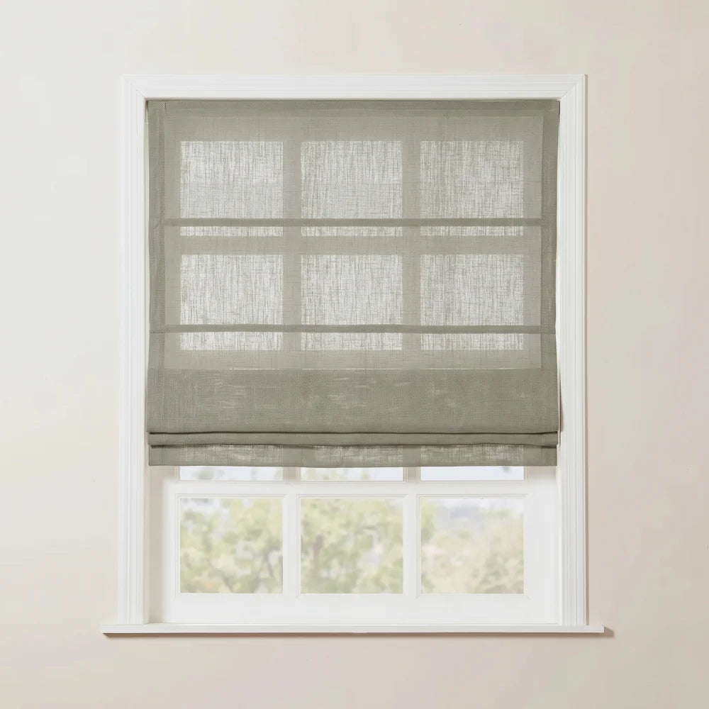 Rowan Tailored Flat Linen Roman Shades - Loop Cord Lift
