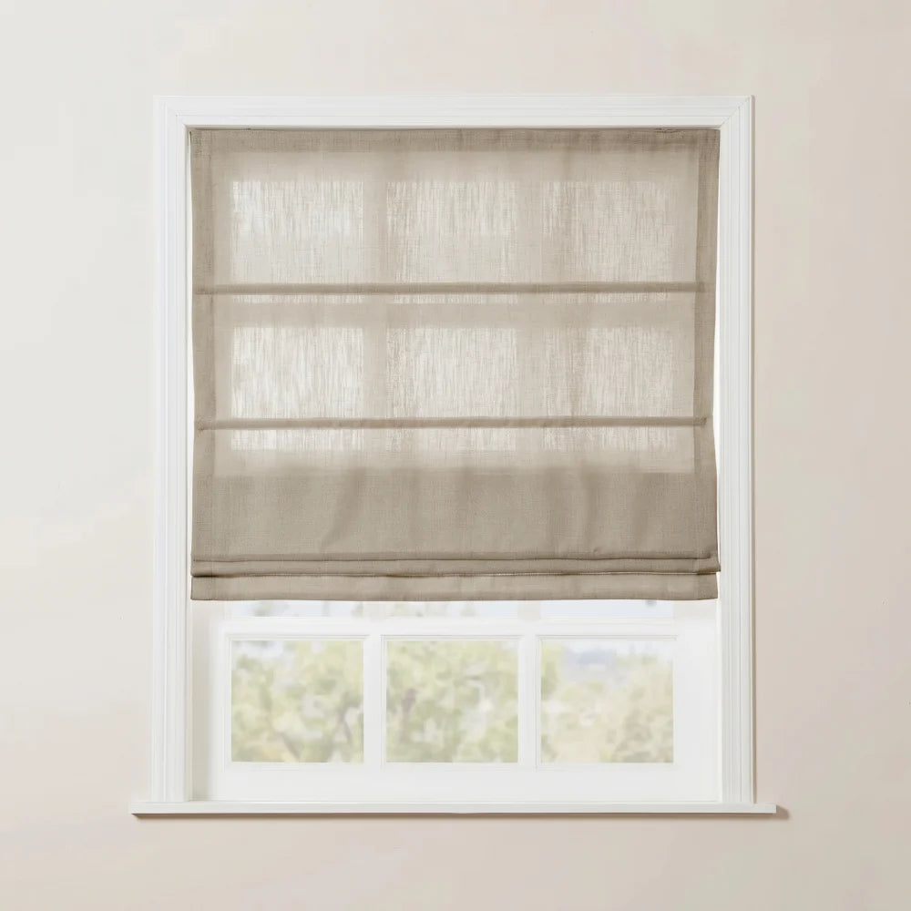 Rowan Tailored Flat Linen Roman Shades - Loop Cord Lift
