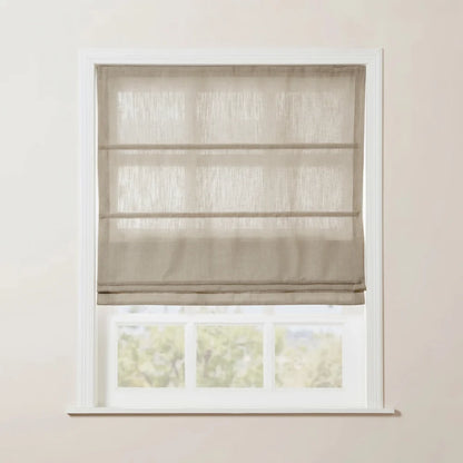 Rowan Tailored Flat Linen Roman Shades - Loop Cord Lift
