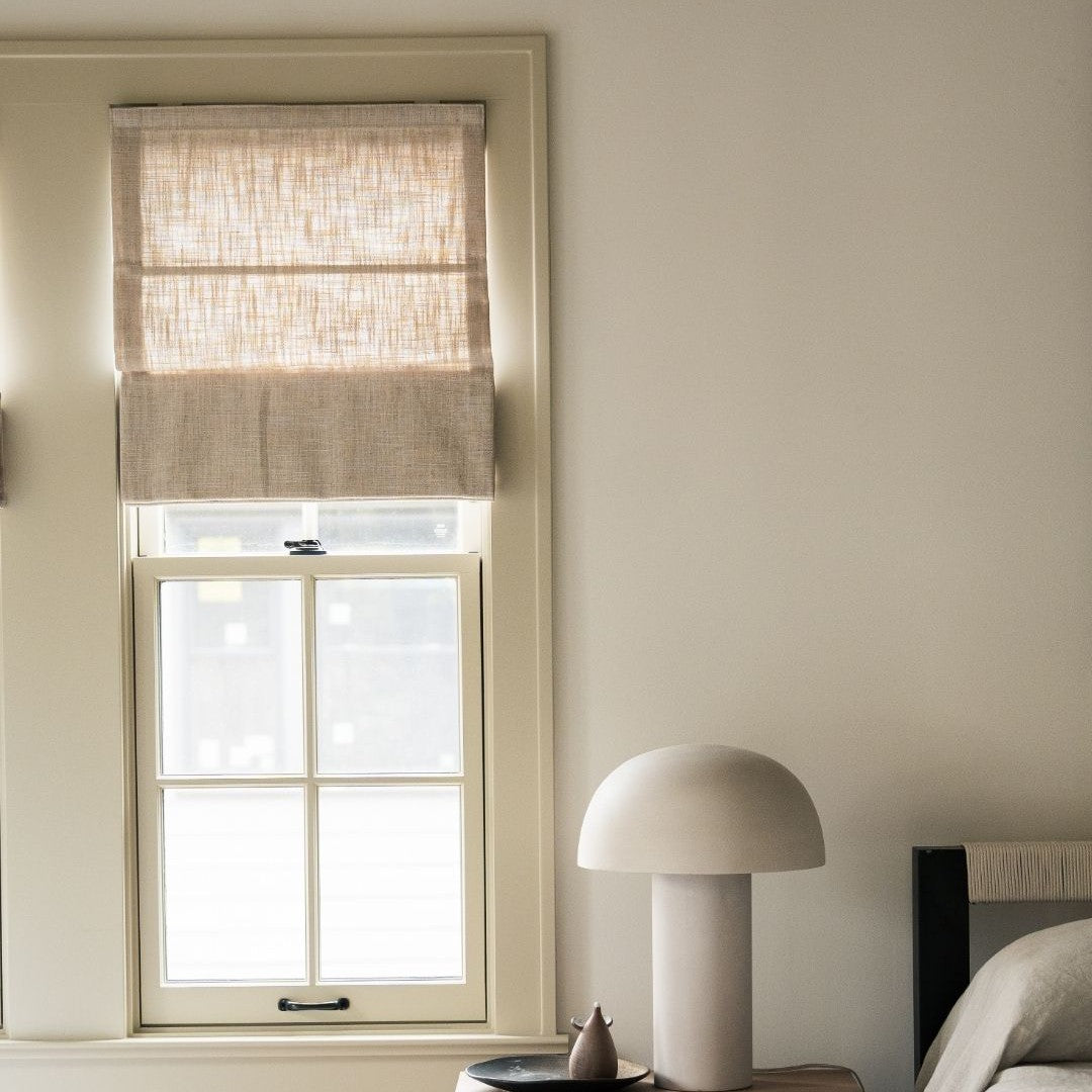 Harper Custom Linen Roman Shades, Motorized & Cordless Options