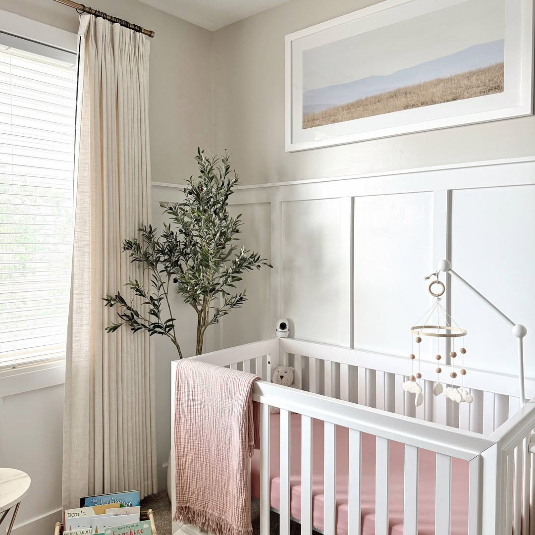 Linen Curtains, Pinch Pleated Drapes for Living Room & Bedroom, Ivory White (Pack of 2)