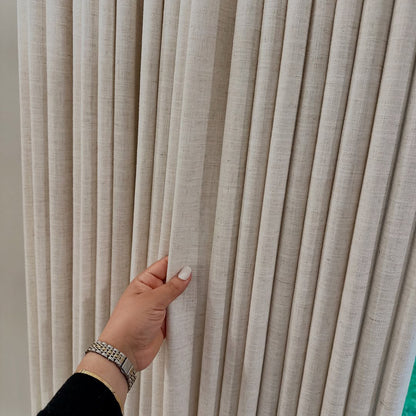 Linen Curtains, Pinch Pleated Drapes for Living Room & Bedroom, Ivory White (Pack of 2)