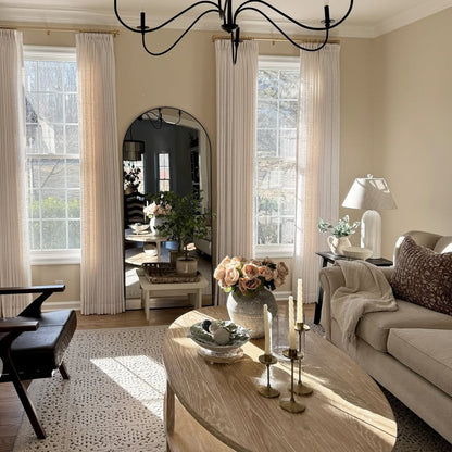 Linen Curtains, Pinch Pleated Drapes for Living Room & Bedroom, Ivory White (Pack of 2)