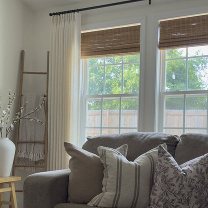 Linen Curtains, Pinch Pleated Drapes for Living Room & Bedroom, Ivory White (Pack of 2)