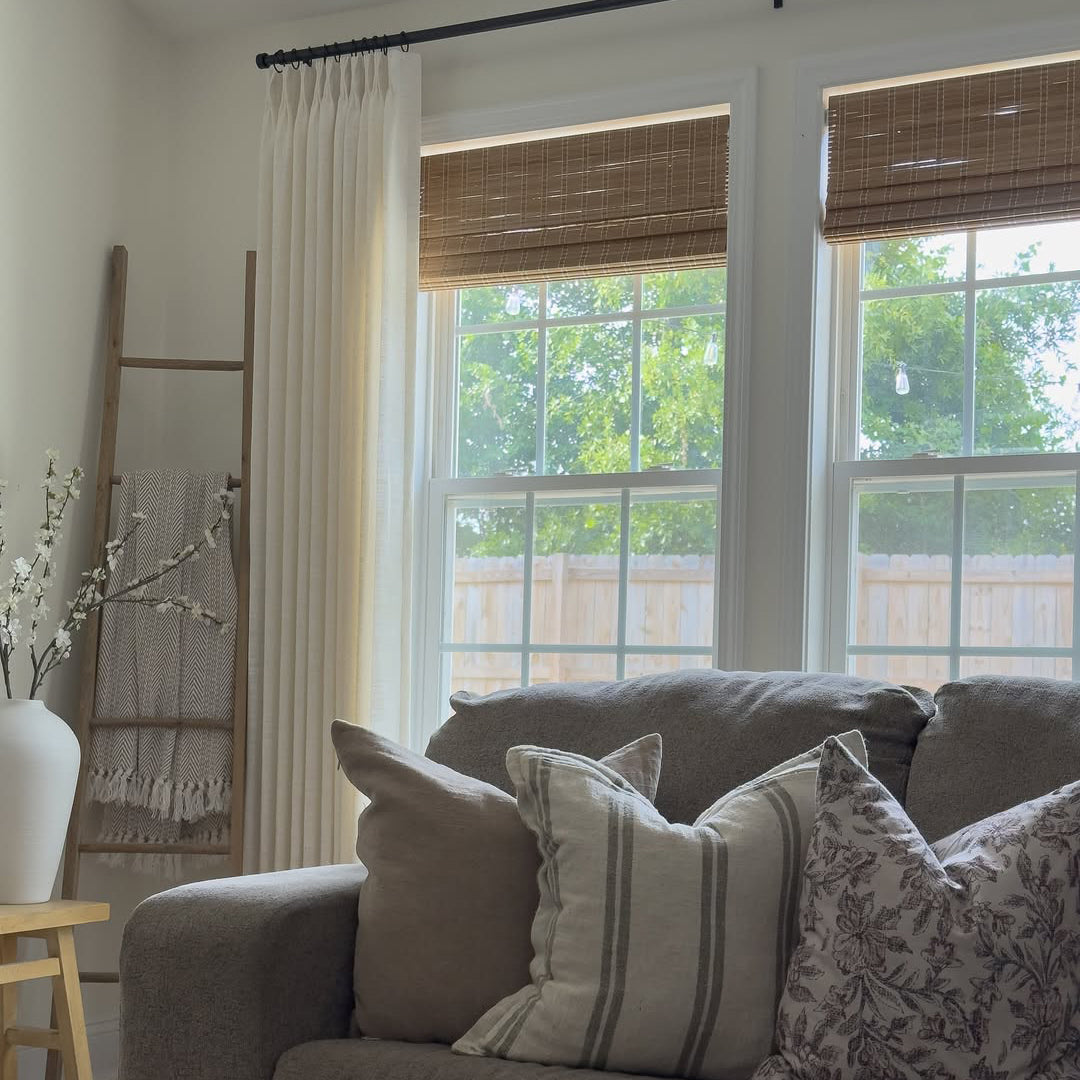 Linen Curtains, Pinch Pleated Drapes for Living Room & Bedroom (Pack of 2)