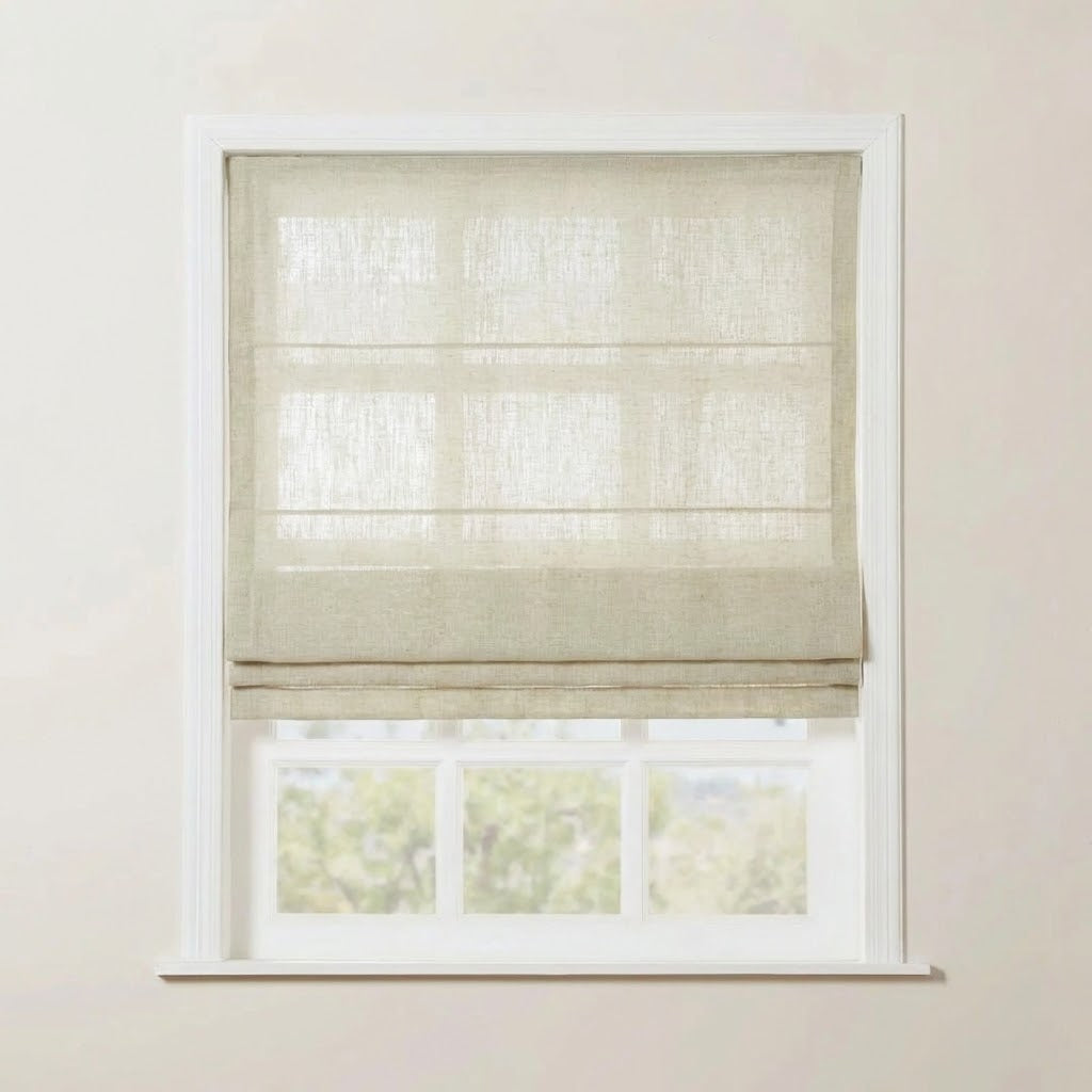 Rowan 30% Natural Linen Roman Shade - Loop Cord Lift