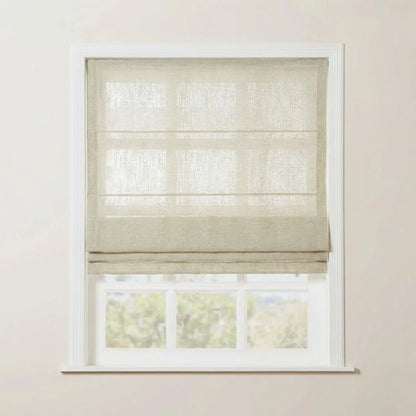 Rowan 30% Natural Linen Roman Shade - Loop Cord Lift