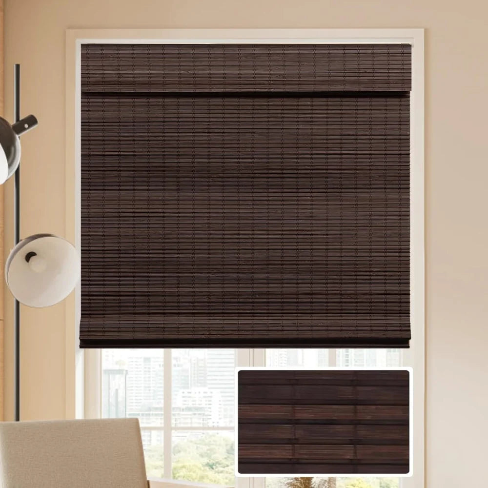 MorraHome No Drill Cordless Bamboo Woven Roman Shades