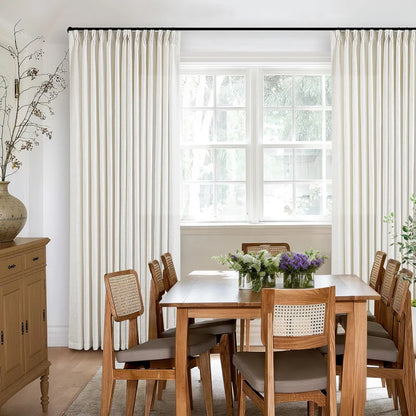 Linen Curtains, Farmhouse Pleated Drapes for Living Room & Bedroom (Pack of 2)
