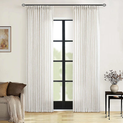 Linen Blackout Curtains, Pinch Pleat Drapes, Room Darkening Thermal Insulated for Living Room (Pack of 2 pcs)