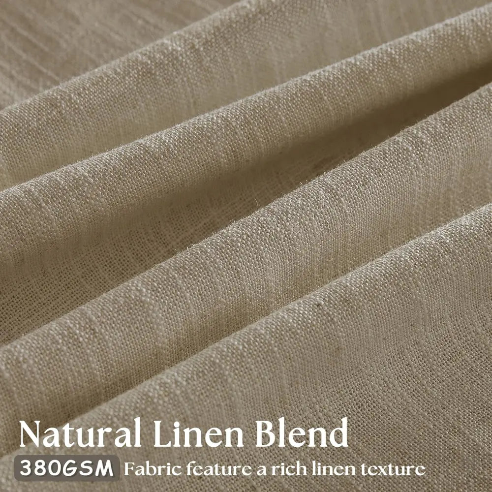 Linen Curtains, Farmhouse Pleated Drapes for Living Room & Bedroom (Pack of 2)